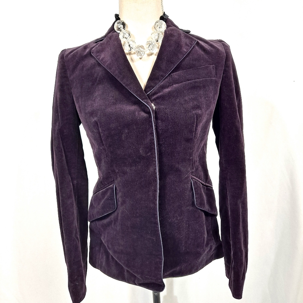 Charles Nolan Eggplant Velvet 2 Snap Blazer